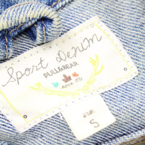 Pull & Bear Denim Jacket Women's Casual Blue Light Washed Button Front Small S - Picture 5 of 9